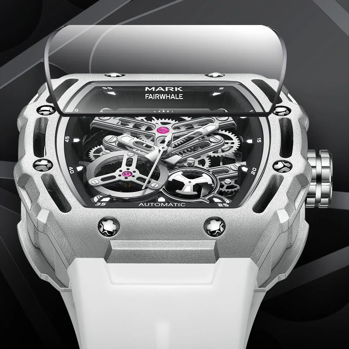 Luxury Fashion Men Original Automatic Watch Man Brand Mark Fairwhale Sports Tonneau Skeleton Mechanical Wrist Watches Reloj 2023