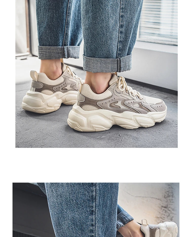 Shoes For Men Chunky Sneakers 2024 Spring Fashion Streetwear Height Increasing Male Casual Sports Fitness Tenis Footwear
