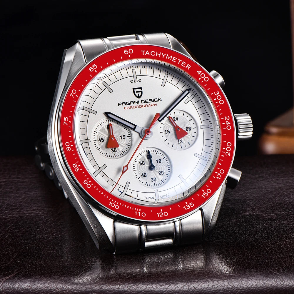 PAGANI DESIGN 2023 New Moon Mens Quartz Watches Stainless Steel Waterproof Sports Chronograph Wrist Watch For Men Sapphire Glass