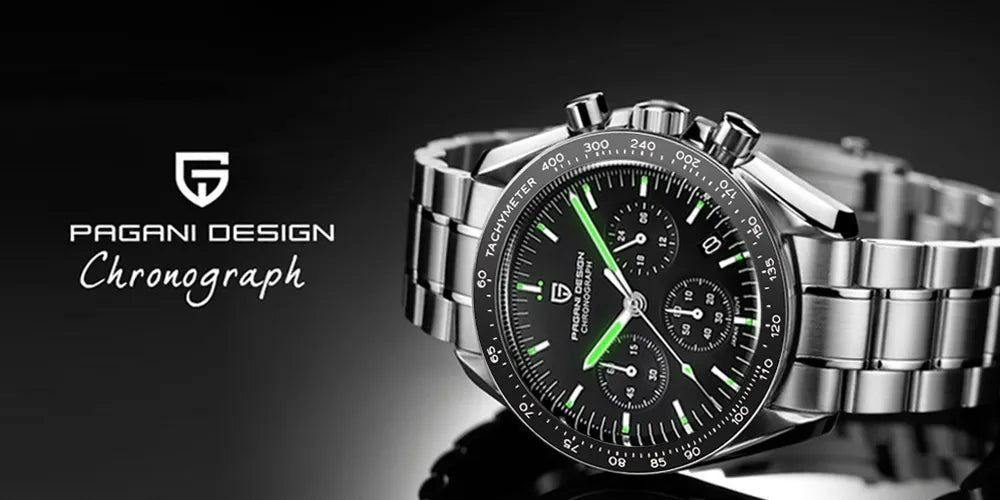 PAGANI DESIGN 2023 New Moon Mens Quartz Watches Stainless Steel Waterproof Sports Chronograph Wrist Watch For Men Sapphire Glass