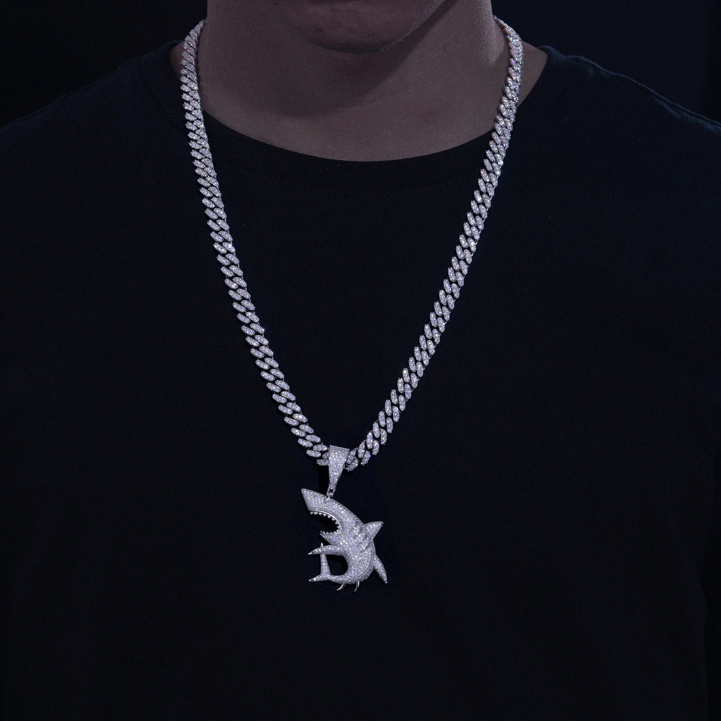 High Quality Shark Pendant Necklace For Men Hip Hop Jewelry 925 Sterling Silver With D Color VVS Moissanite Chain Dropshipping