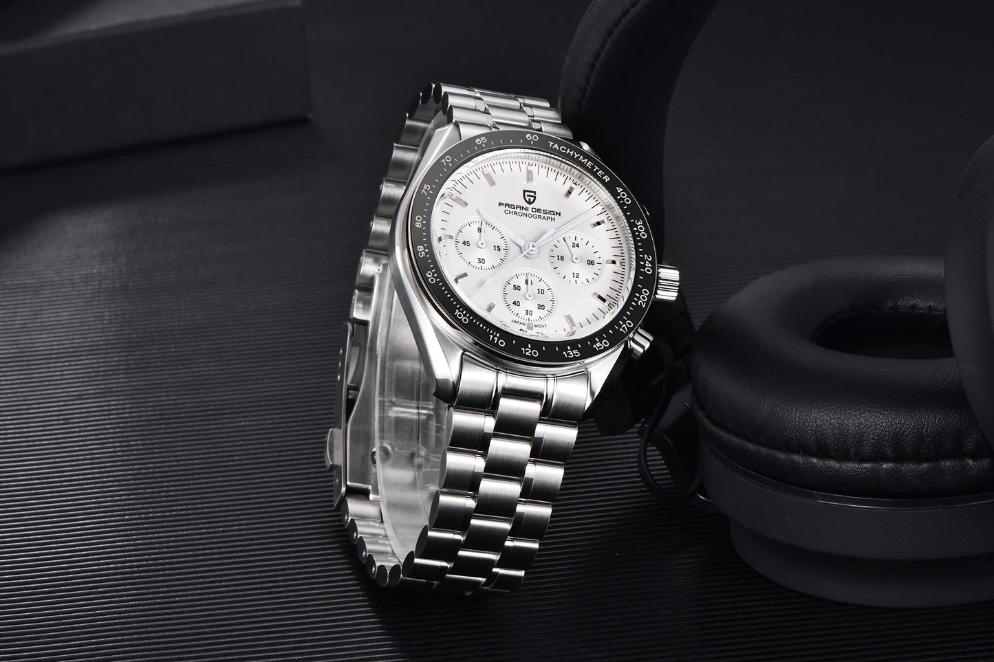 PAGANI DESIGN 2023 New Moon Mens Quartz Watches Stainless Steel Waterproof Sports Chronograph Wrist Watch For Men Sapphire Glass