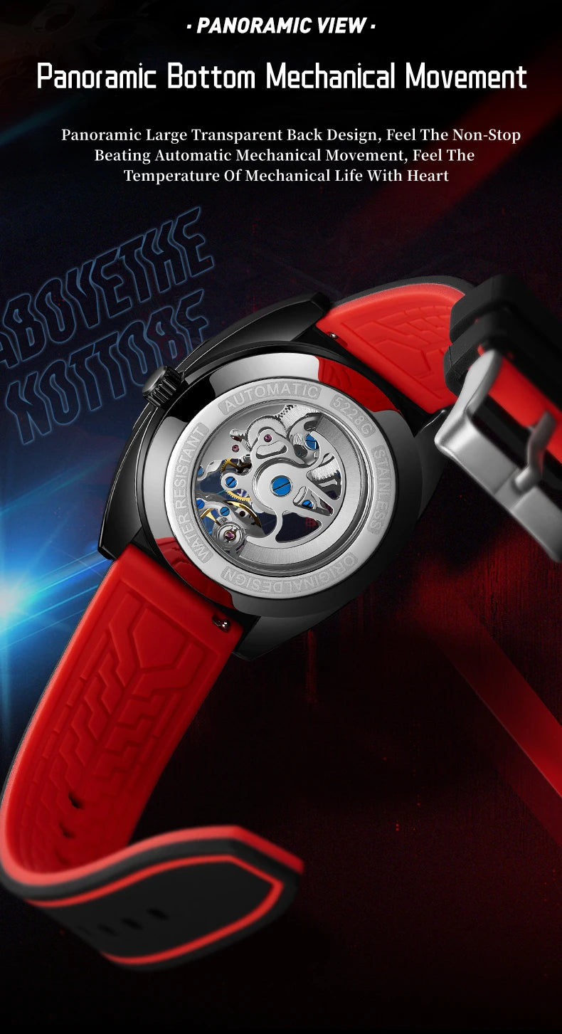Automatic Watches Men Original Hollow Out Mechanical Wristwatches Silicone Strap Sports Waterproof Clocks Fashion Mark Fairwhale