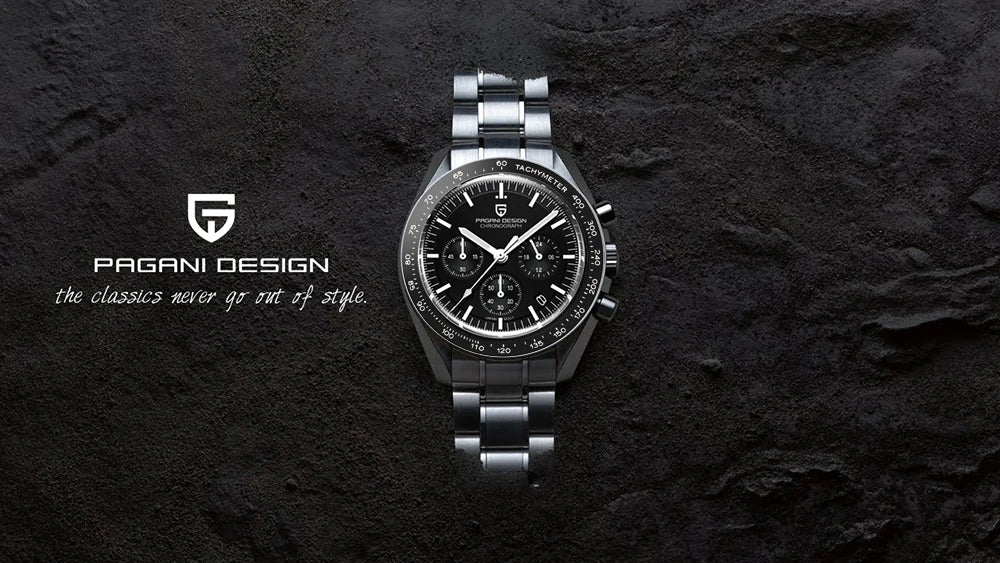 PAGANI DESIGN 2023 New Moon Mens Quartz Watches Stainless Steel Waterproof Sports Chronograph Wrist Watch For Men Sapphire Glass
