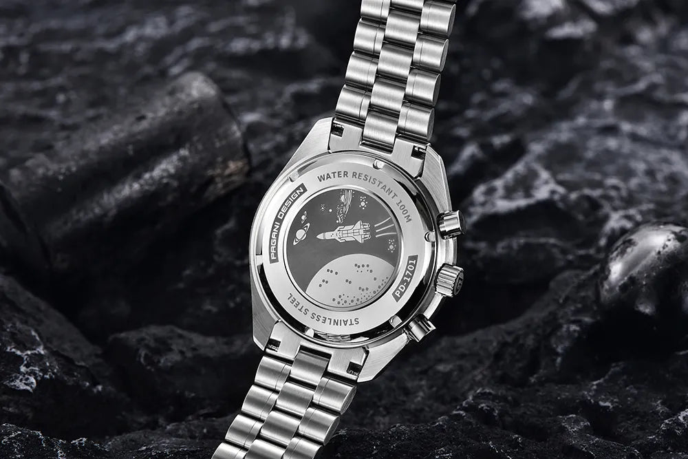 PAGANI DESIGN 2023 New Moon Mens Quartz Watches Stainless Steel Waterproof Sports Chronograph Wrist Watch For Men Sapphire Glass