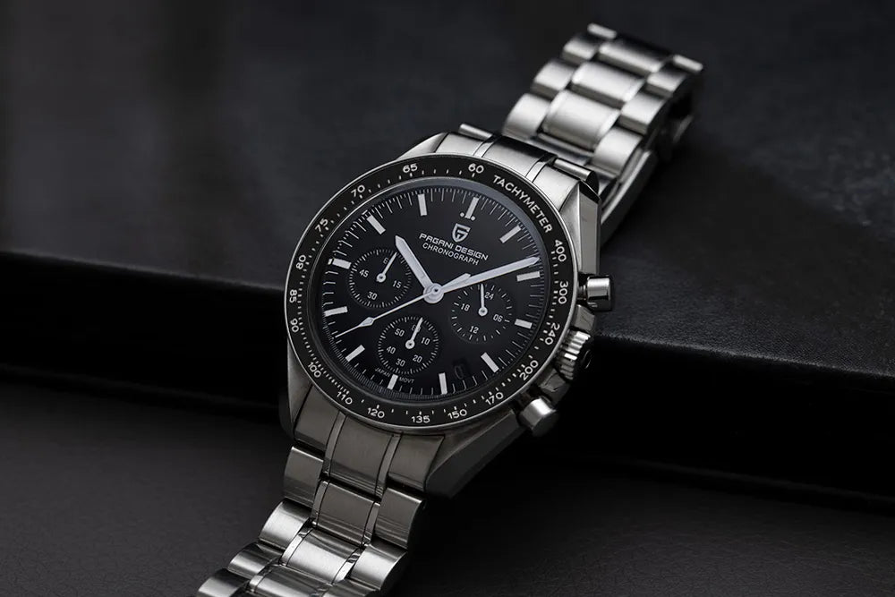 PAGANI DESIGN 2023 New Moon Mens Quartz Watches Stainless Steel Waterproof Sports Chronograph Wrist Watch For Men Sapphire Glass