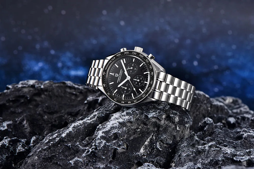 PAGANI DESIGN 2023 New Moon Mens Quartz Watches Stainless Steel Waterproof Sports Chronograph Wrist Watch For Men Sapphire Glass