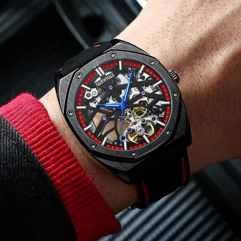 Automatic Watches Men Original Hollow Out Mechanical Wristwatches Silicone Strap Sports Waterproof Clocks Fashion Mark Fairwhale