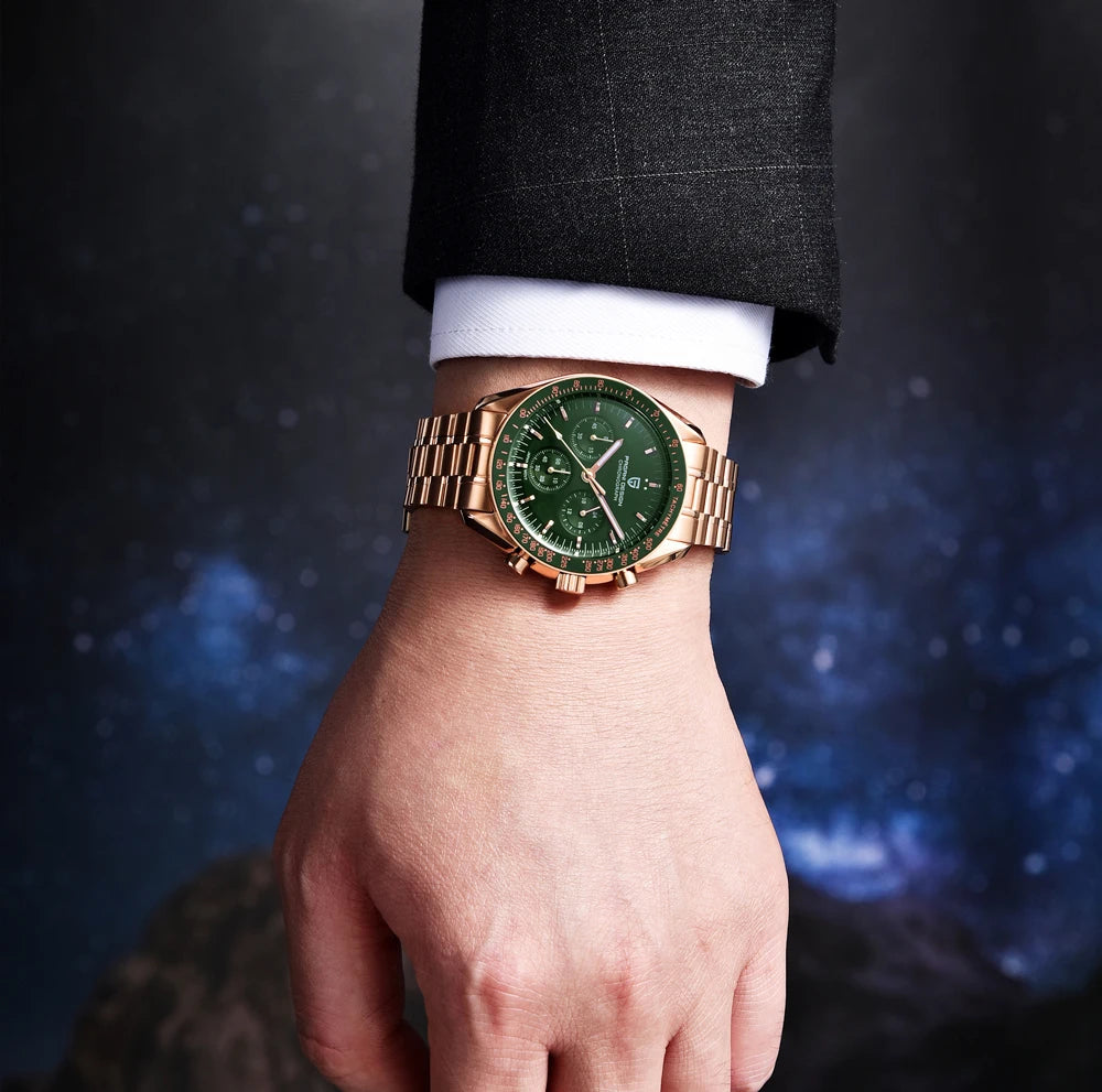 PAGANI DESIGN 2023 New Moon Mens Quartz Watches Stainless Steel Waterproof Sports Chronograph Wrist Watch For Men Sapphire Glass