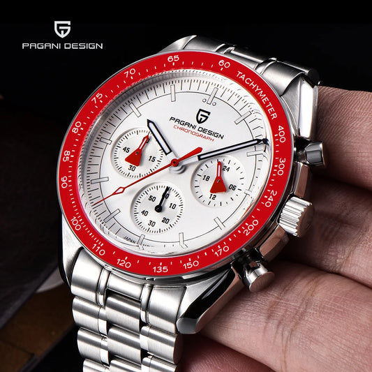 PAGANI DESIGN 2023 New Moon Mens Quartz Watches Stainless Steel Waterproof Sports Chronograph Wrist Watch For Men Sapphire Glass