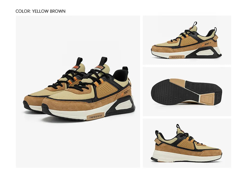 Baasploa Men Casual Waterproof Running Shoes Fashion Leather Skateboard Shoes Non-slip Wear-resistant Male Sport Shoes New