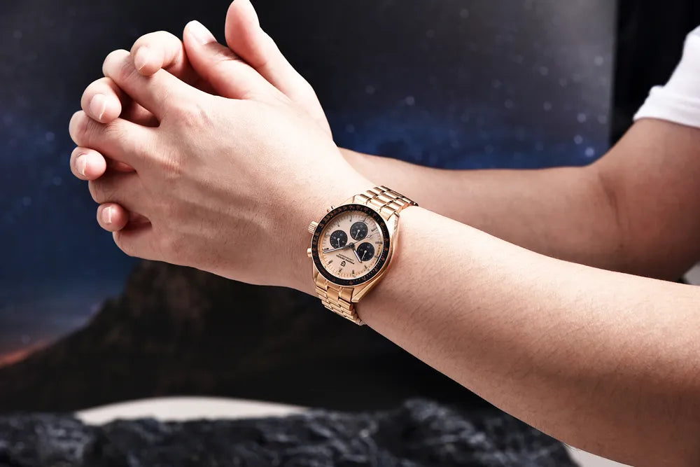 PAGANI DESIGN 2023 New Moon Mens Quartz Watches Stainless Steel Waterproof Sports Chronograph Wrist Watch For Men Sapphire Glass