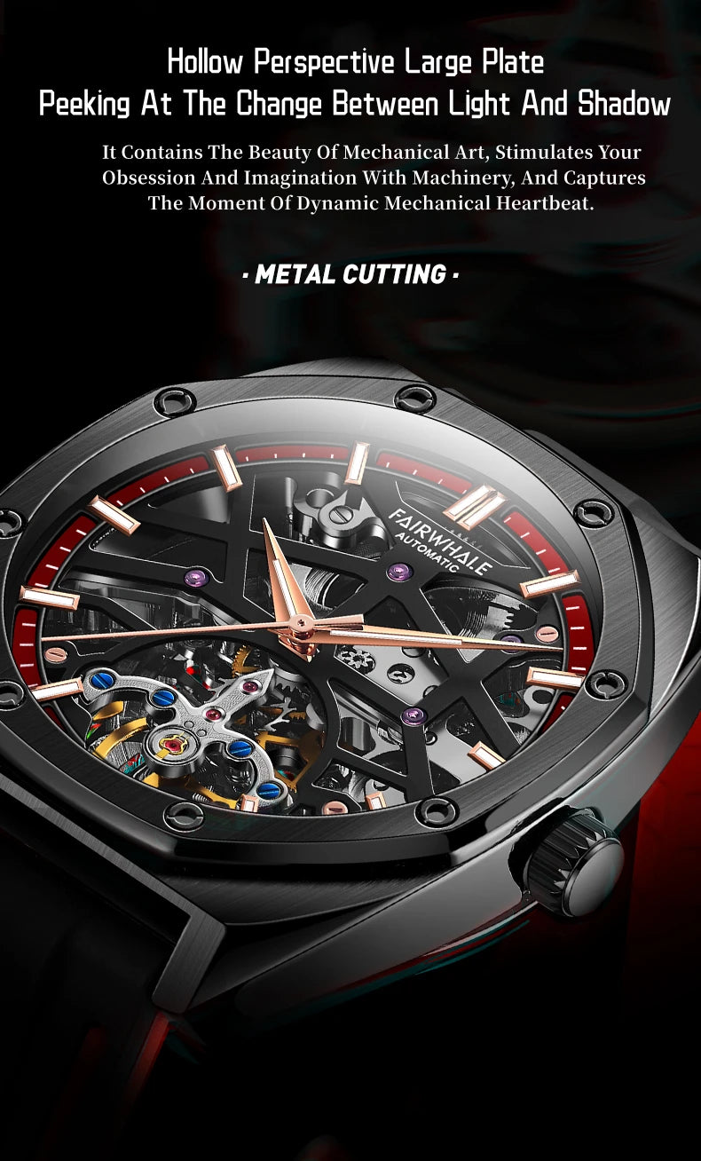Automatic Watches Men Original Hollow Out Mechanical Wristwatches Silicone Strap Sports Waterproof Clocks Fashion Mark Fairwhale