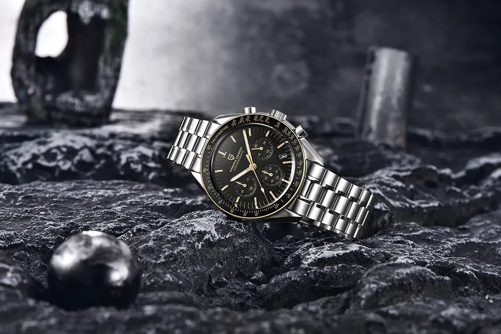 PAGANI DESIGN 2023 New Moon Mens Quartz Watches Stainless Steel Waterproof Sports Chronograph Wrist Watch For Men Sapphire Glass