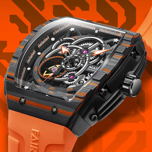 Top Brand Carbon Fiber Men's Watches Waterproof Luxury Sport Skeleton Automatic Mechanical Male Wristwatch Relogio Masculino