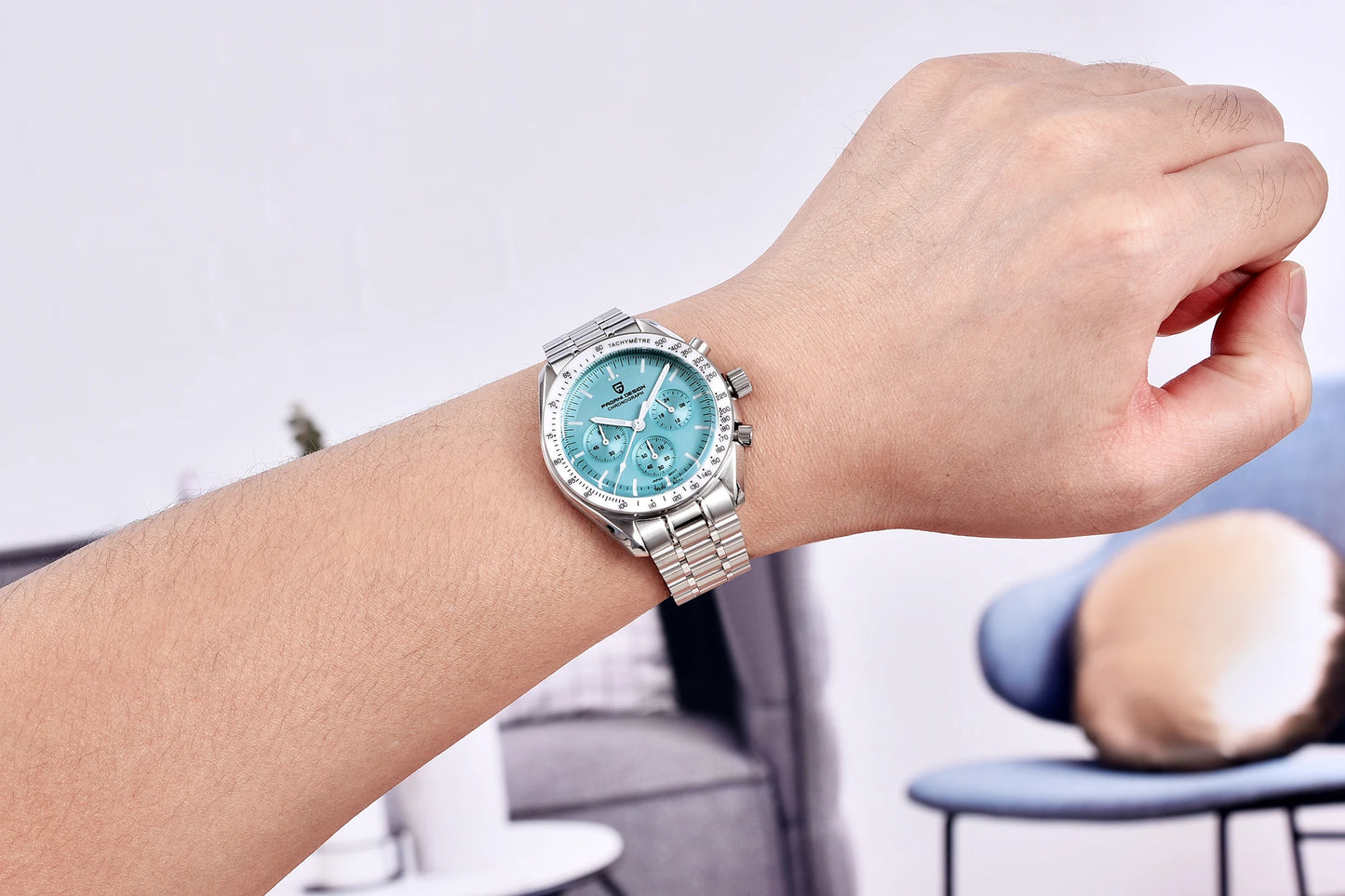 PAGANI DESIGN 2023 New Moon Mens Quartz Watches Stainless Steel Waterproof Sports Chronograph Wrist Watch For Men Sapphire Glass