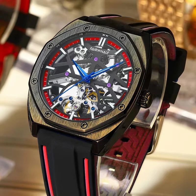 Automatic Watches Men Original Hollow Out Mechanical Wristwatches Silicone Strap Sports Waterproof Clocks Fashion Mark Fairwhale