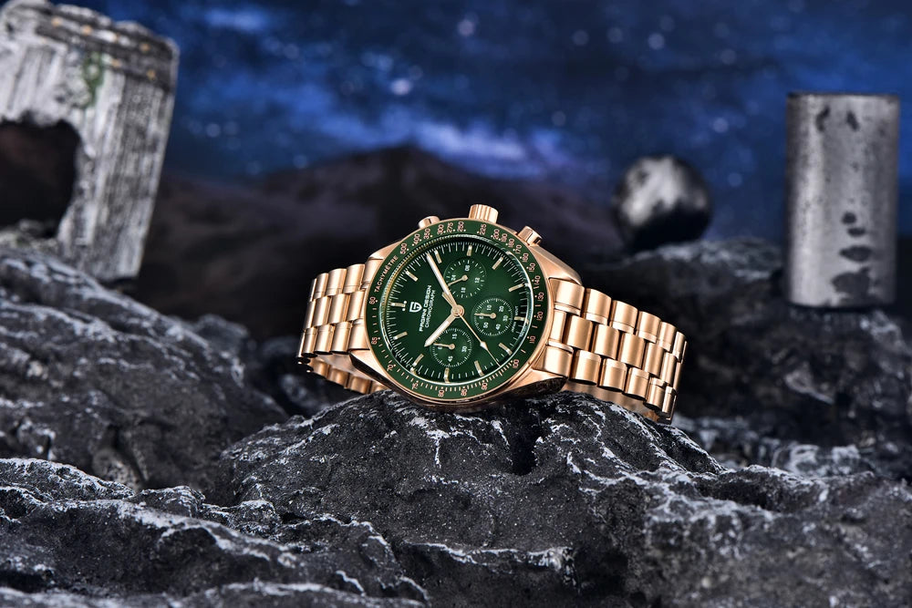 PAGANI DESIGN 2023 New Moon Mens Quartz Watches Stainless Steel Waterproof Sports Chronograph Wrist Watch For Men Sapphire Glass