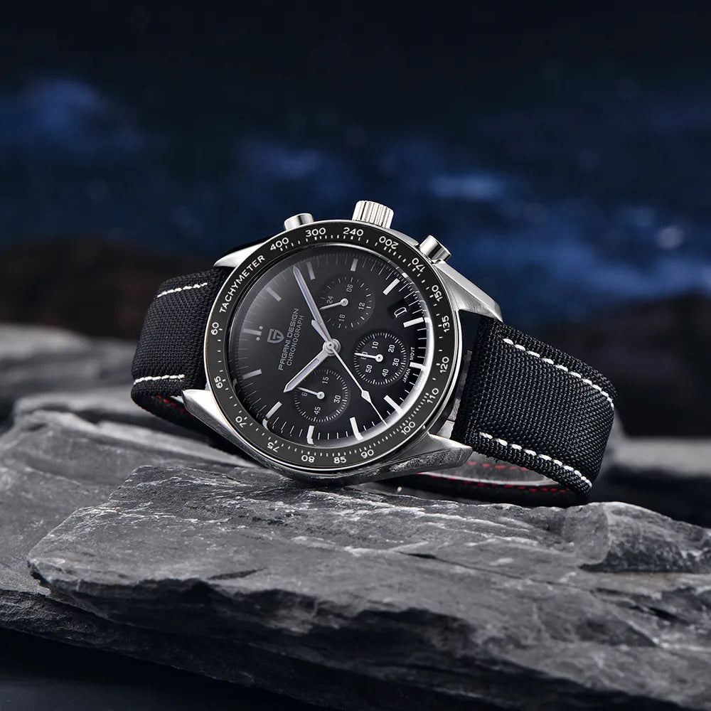 PAGANI DESIGN 2023 New Moon Mens Quartz Watches Stainless Steel Waterproof Sports Chronograph Wrist Watch For Men Sapphire Glass