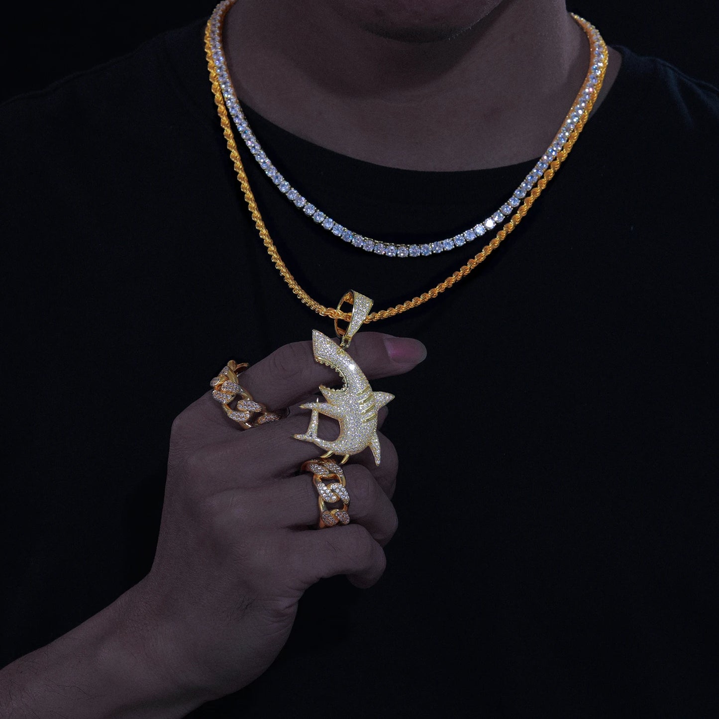 High Quality Shark Pendant Necklace For Men Hip Hop Jewelry 925 Sterling Silver With D Color VVS Moissanite Chain Dropshipping