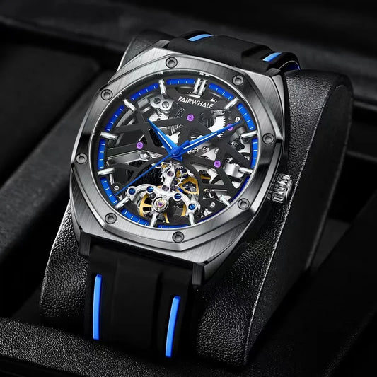 Automatic Watches Men Original Hollow Out Mechanical Wristwatches Silicone Strap Sports Waterproof Clocks Fashion Mark Fairwhale