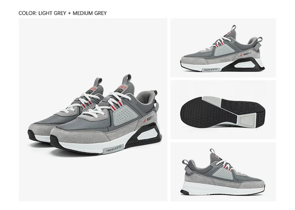 Baasploa Men Casual Waterproof Running Shoes Fashion Leather Skateboard Shoes Non-slip Wear-resistant Male Sport Shoes New