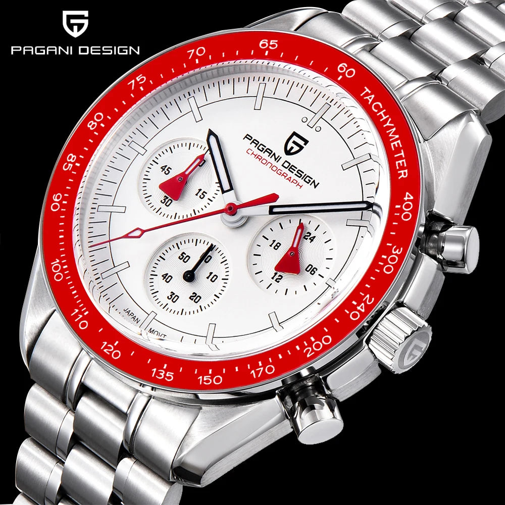 PAGANI DESIGN 2023 New Moon Mens Quartz Watches Stainless Steel Waterproof Sports Chronograph Wrist Watch For Men Sapphire Glass