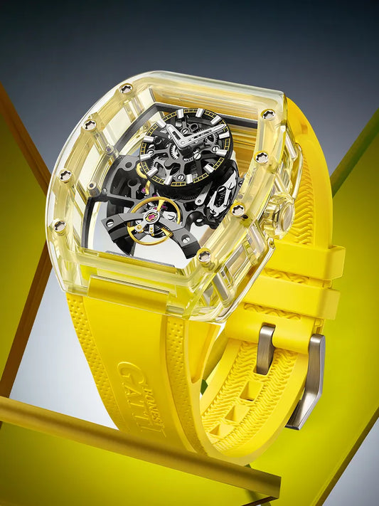 BONEST GATTI 2023 New Fully Automatic Men Watch Skeleton Mechanical Watch Luminous Barrel Shaped Men Watch