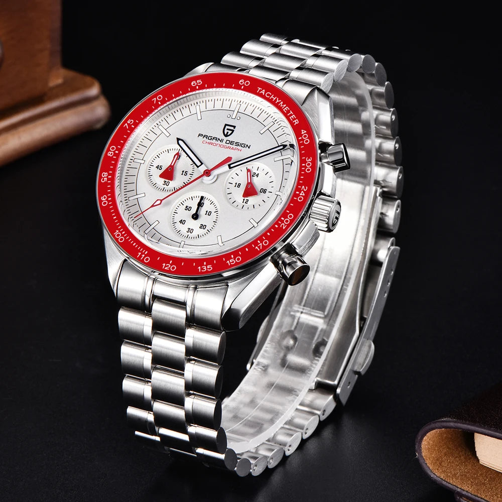 PAGANI DESIGN 2023 New Moon Mens Quartz Watches Stainless Steel Waterproof Sports Chronograph Wrist Watch For Men Sapphire Glass