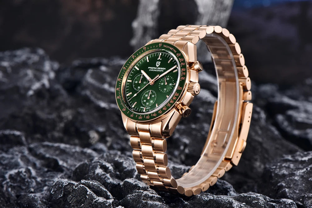 PAGANI DESIGN 2023 New Moon Mens Quartz Watches Stainless Steel Waterproof Sports Chronograph Wrist Watch For Men Sapphire Glass