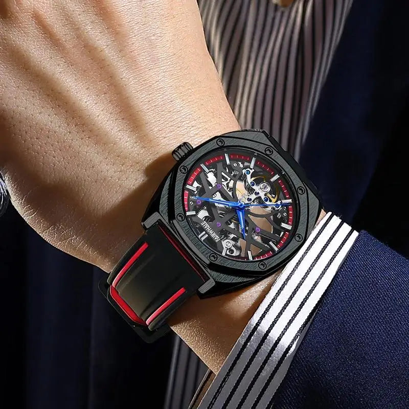 Automatic Watches Men Original Hollow Out Mechanical Wristwatches Silicone Strap Sports Waterproof Clocks Fashion Mark Fairwhale