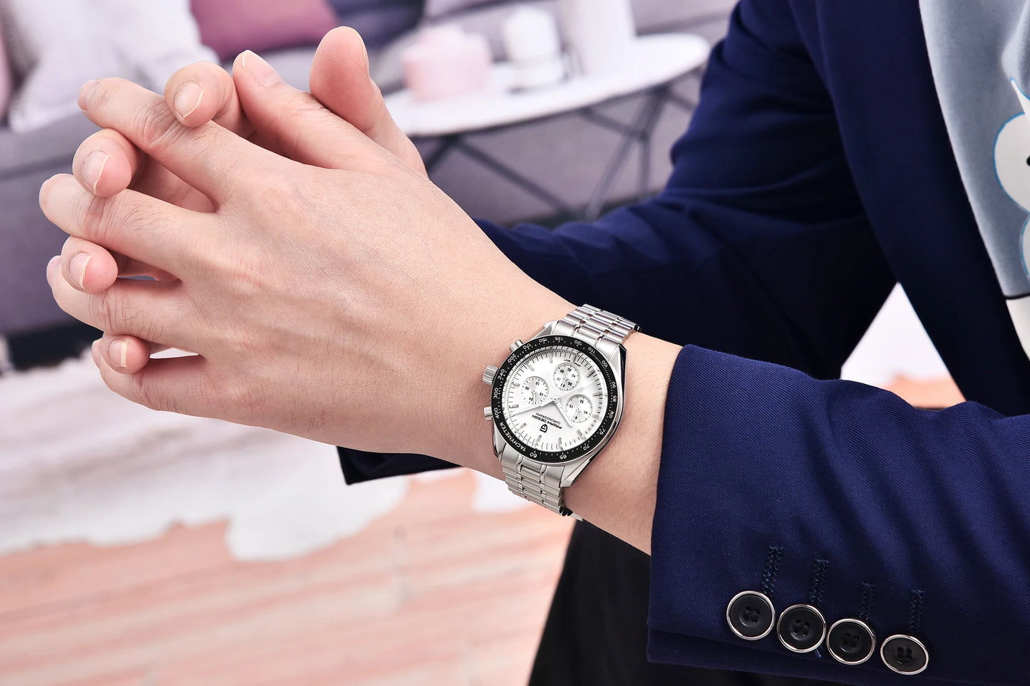 PAGANI DESIGN 2023 New Moon Mens Quartz Watches Stainless Steel Waterproof Sports Chronograph Wrist Watch For Men Sapphire Glass