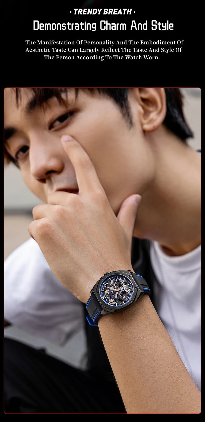 Automatic Watches Men Original Hollow Out Mechanical Wristwatches Silicone Strap Sports Waterproof Clocks Fashion Mark Fairwhale