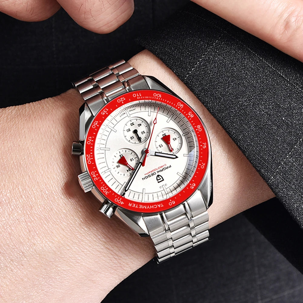 PAGANI DESIGN 2023 New Moon Mens Quartz Watches Stainless Steel Waterproof Sports Chronograph Wrist Watch For Men Sapphire Glass