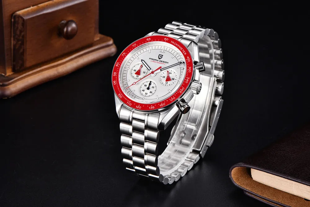 PAGANI DESIGN 2023 New Moon Mens Quartz Watches Stainless Steel Waterproof Sports Chronograph Wrist Watch For Men Sapphire Glass